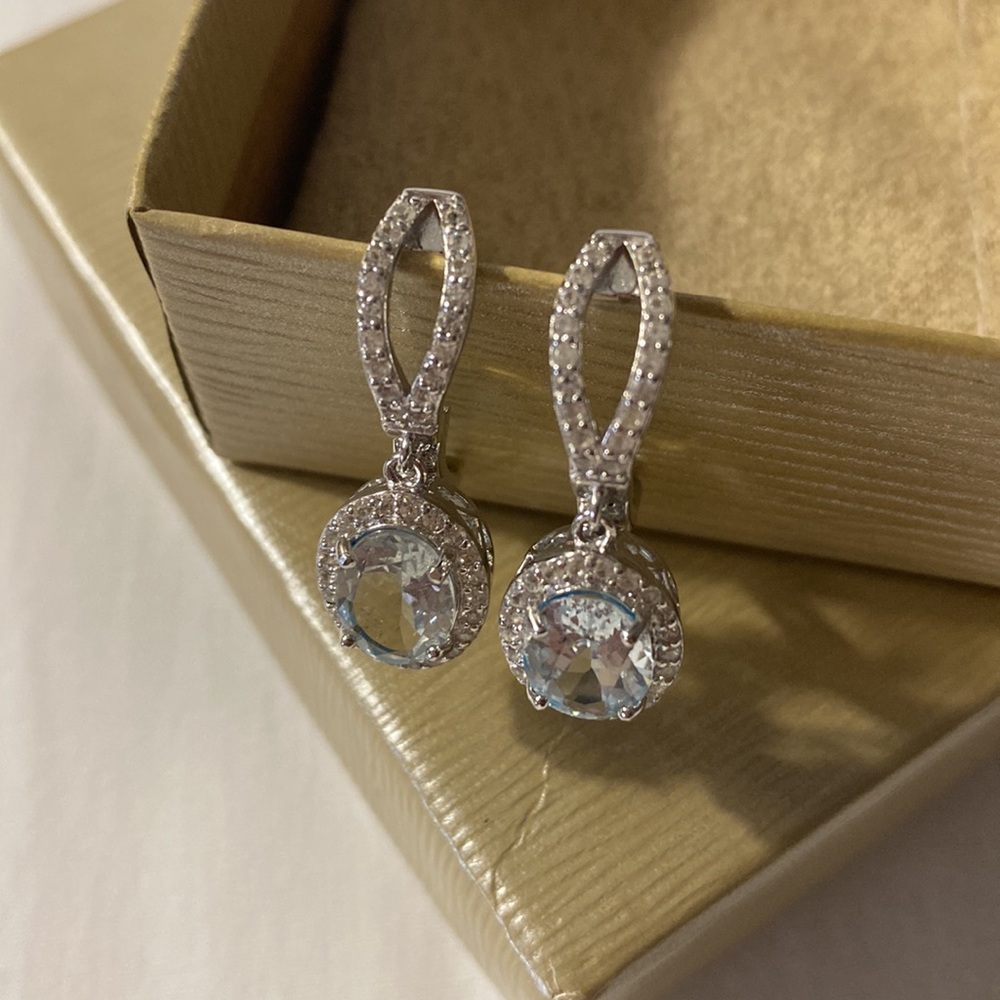 JTV Blue Aquamarine Sterling Silver Earrings